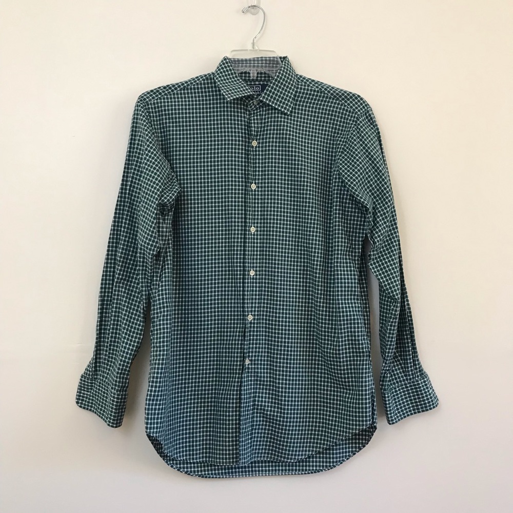 Men’s Ralph Lauren Gingham Green & White Button Down Casual
